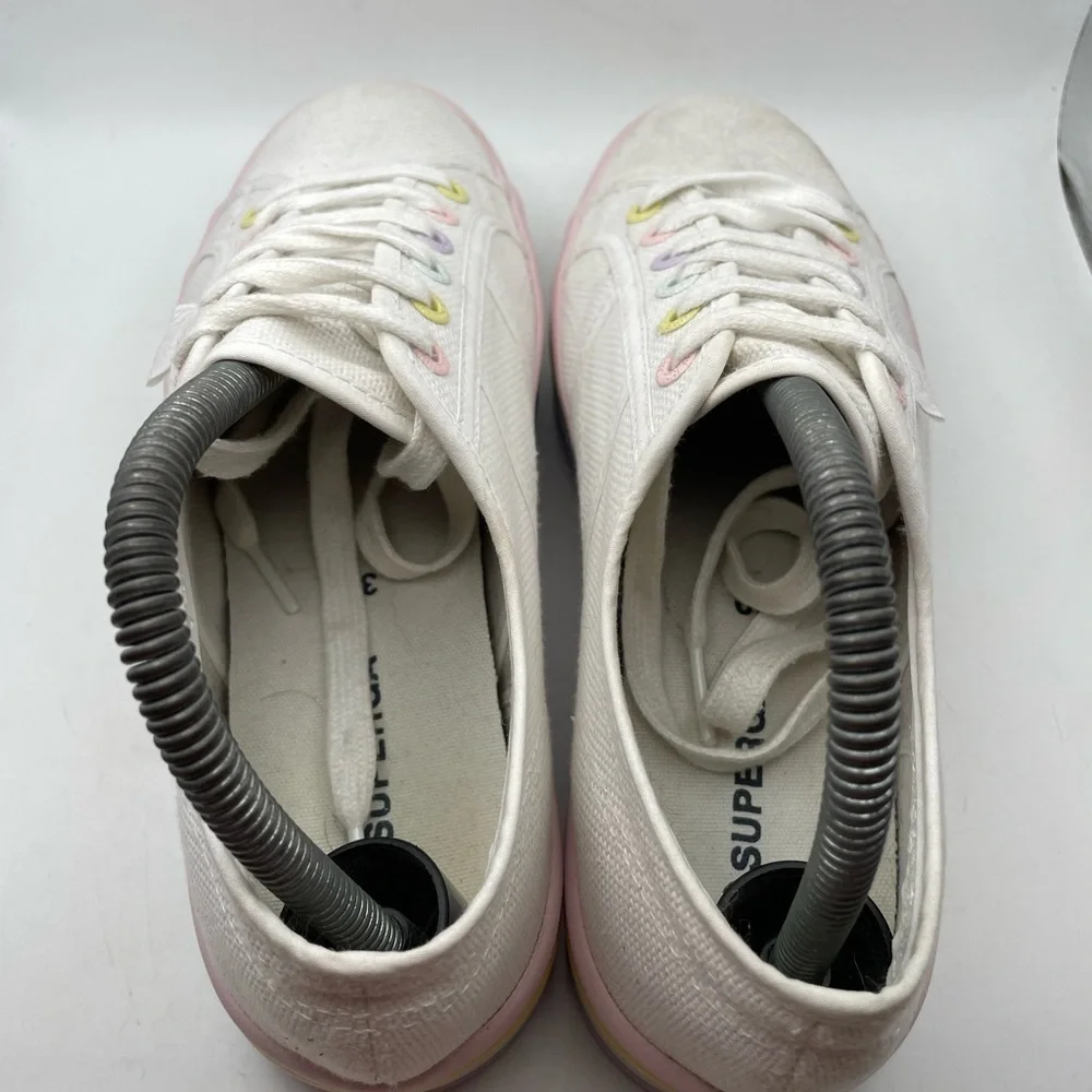 Superga women’s white canvas platform sneakers size EU 39